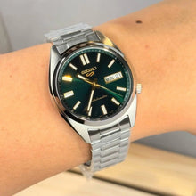 Load image into Gallery viewer, Seiko 5 Sports Automatic Green Dial Silver Steel Strap Watch for Men - SRPL57K1