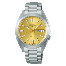 Load image into Gallery viewer, Seiko 5 Sports SNXS Automatic Gold Dial Silver Steel Strap Watch for Men - SRPL59K1
