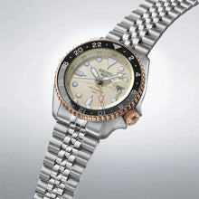 Load image into Gallery viewer, Seiko 5 GMT Sport Asia Exclusive Limited Edition Off White Dial Silver Steel Strap Watch for Men - SSK046K1