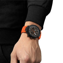 Load image into Gallery viewer, Tissot T Race Chronograph Black Dial Orange Rubber Strap Watch for Men - T141.417.37.051.02