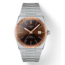 Load image into Gallery viewer, Tissot PRX Powermatic 80 18K Gold Brown Dial Silver Steel Strap Watch for Men - T931.407.41.291.00