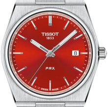 Load image into Gallery viewer, Tissot PRX Quartz Red Dial Silver Steel Strap Watch for Men - T137.410.11.421.00