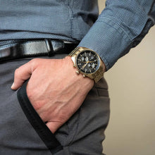 Load image into Gallery viewer, Hugo Boss Skytraveller Chronograph Black Dial Gold Steel Strap Watch for Men - 1514152