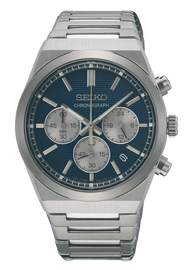 Seiko Conceptual Chronograph Blue Dial Silver Steel Strap Watch for Men- SSB453P1