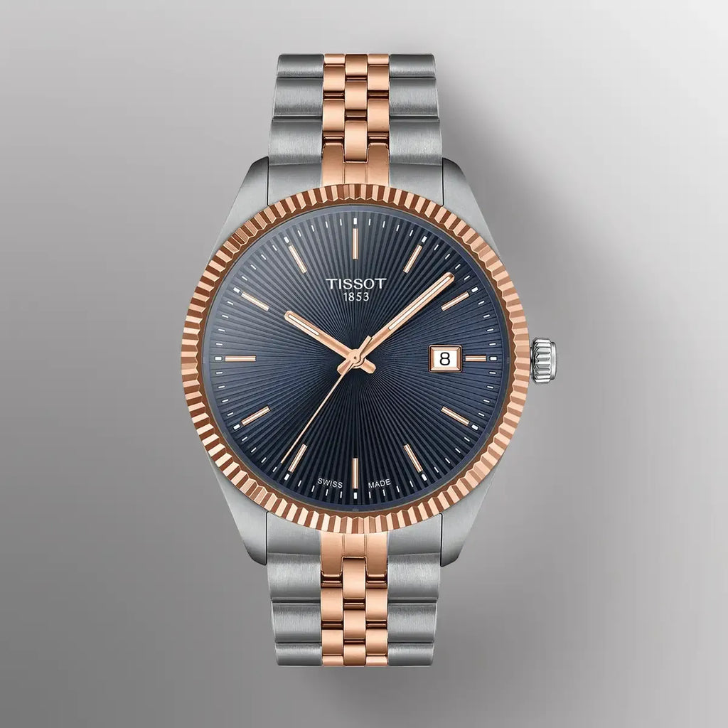 Tissot Ballade Quartz Blue Dial Two Tone Steel Strap Watch for Men - T156.410.22.041.00