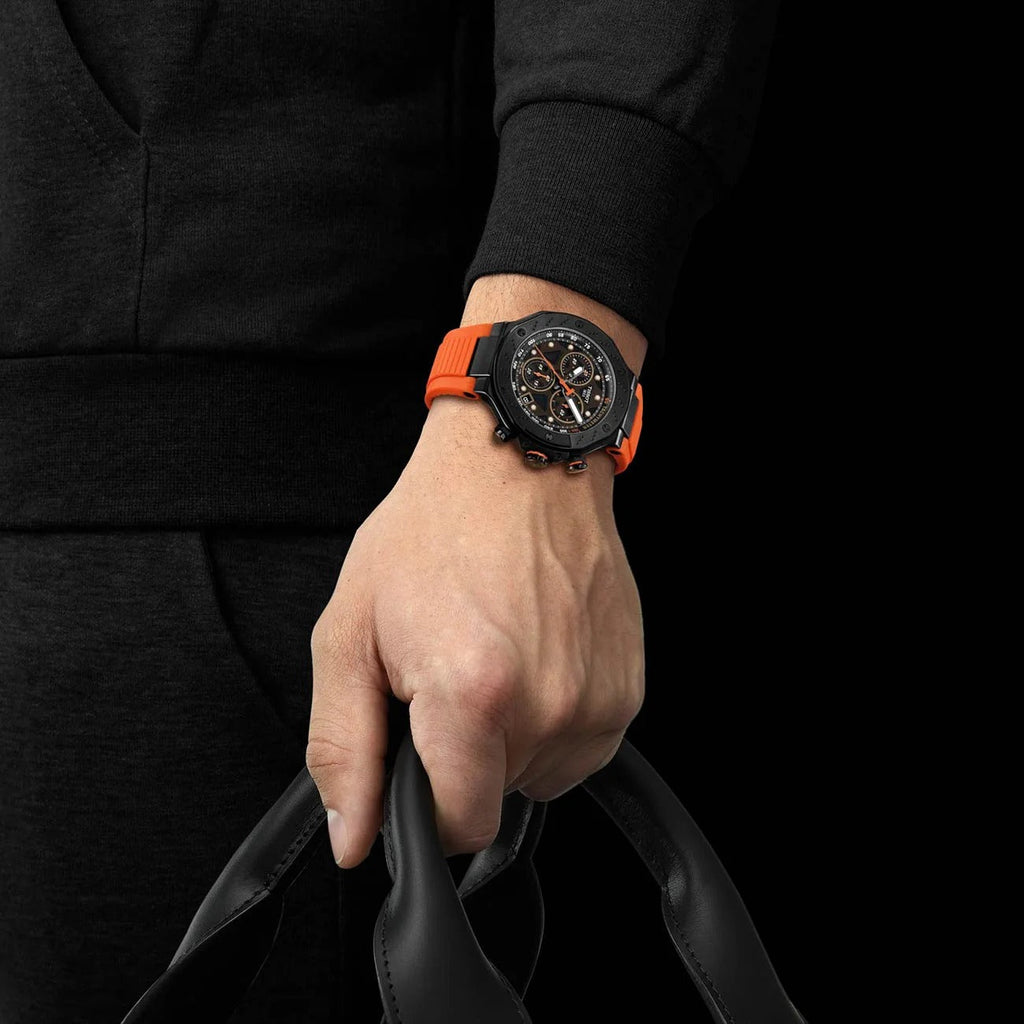 Tissot T Race Chronograph Black Dial Red Rubber Strap Watch for Men - T141.417.37.061.01