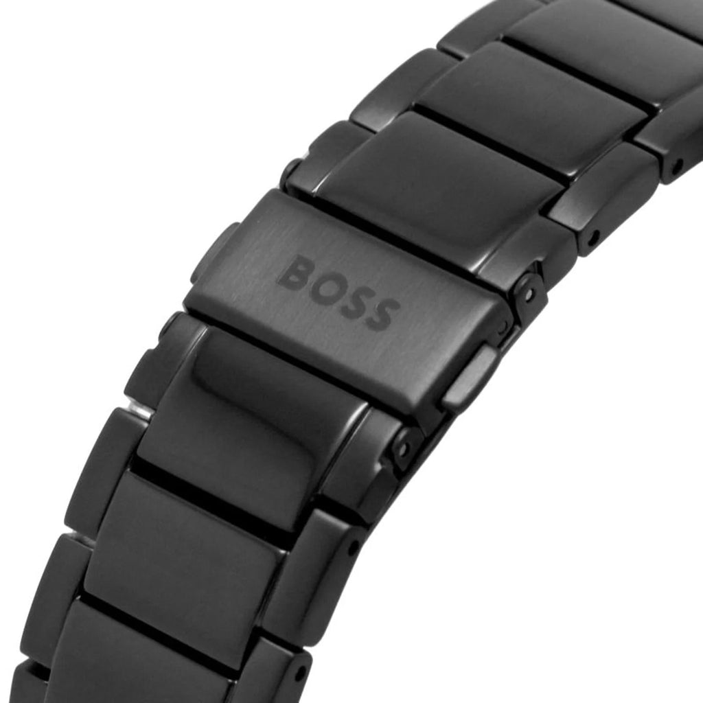 Hugo Boss Taper Chronograph Black Dial Black Steel Strap Watch for Men - 1514088