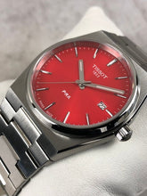 Load image into Gallery viewer, Tissot PRX Quartz Red Dial Silver Steel Strap Watch for Men - T137.410.11.421.00