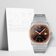 Load image into Gallery viewer, Tissot PRX Powermatic 80 18K Gold Brown Dial Silver Steel Strap Watch for Men - T931.407.41.291.00