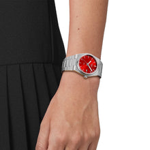 Load image into Gallery viewer, Tissot PRX Quartz Red Dial Silver Steel Strap Watch for Women - T137.210.11.421.00