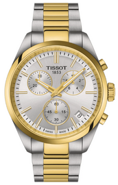 Tissot PR 100 Chronograph Silver Dial Two Tone Steel Strap Watch for Men - T150.417.22.031.00