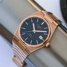 Load image into Gallery viewer, Tissot PRX Powermatic 80 Blue Dial Rose Gold Steel Strap Watch for Men - T137.407.33.041.00