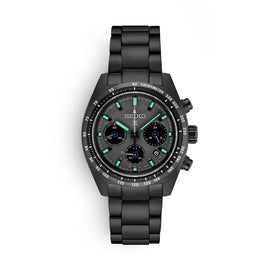 Seiko Prospex Speedtimer The Black Series Limited Edition Black Dial Black Steel Strap Watch for Men - SSC917