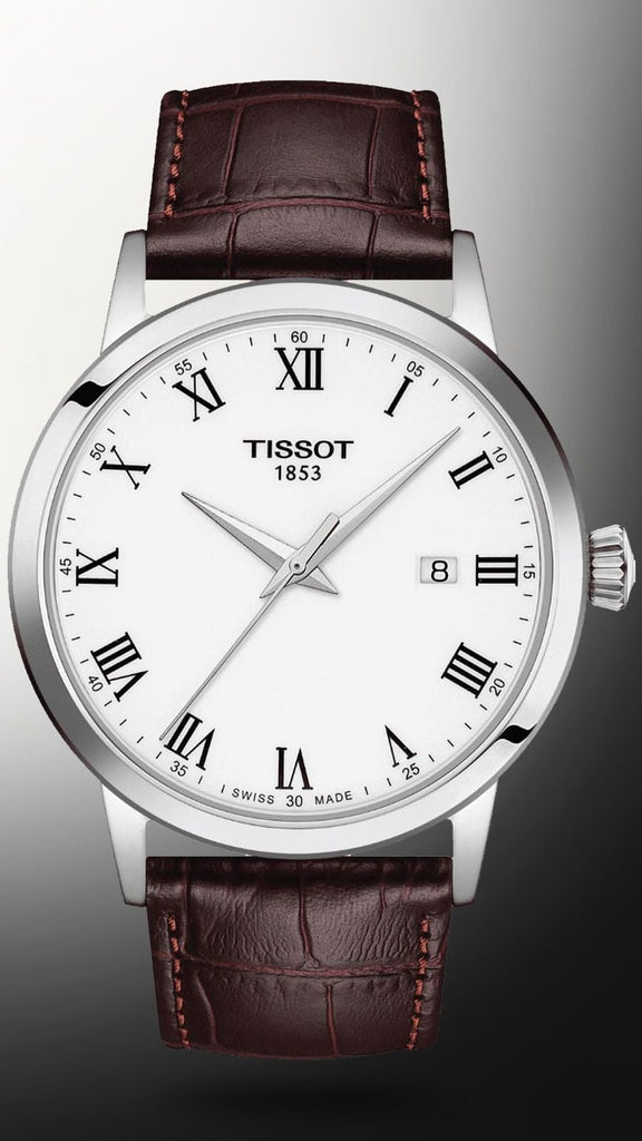 Tissot T Classic Dream Quartz White Dial Brown Leather Strap Watch for Men - T129.410.16.013.00