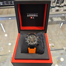 Load image into Gallery viewer, Tissot T Race Chronograph Black Dial Orange Rubber Strap Watch for Men - T141.417.37.051.02
