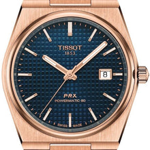 Load image into Gallery viewer, Tissot PRX Powermatic 80 Blue Dial Rose Gold Steel Strap Watch for Men - T137.407.33.041.00