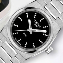 Load image into Gallery viewer, Tissot PRX Quartz Diamonds Black Dial Silver Steel Strap Watch for Women - T137.010.11.056.00