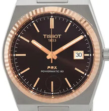 Load image into Gallery viewer, Tissot PRX Powermatic 80 18K Gold Brown Dial Silver Steel Strap Watch for Men - T931.407.41.291.00