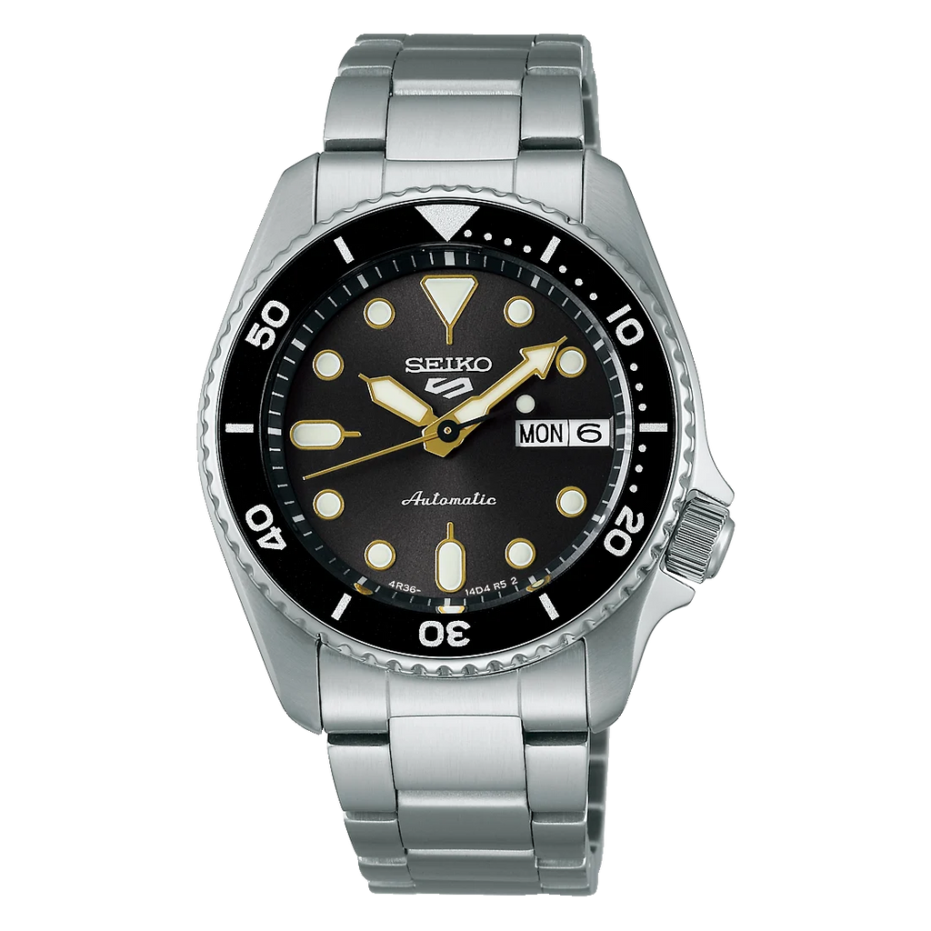 Seiko 5 Sports SKX Street Stonewash Black Dial Silver Steel Strap Watch for Men - SRPL79K1