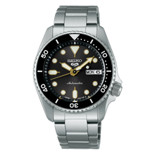 Load image into Gallery viewer, Seiko 5 Sports SKX Street Stonewash Black Dial Silver Steel Strap Watch for Men - SRPL79K1