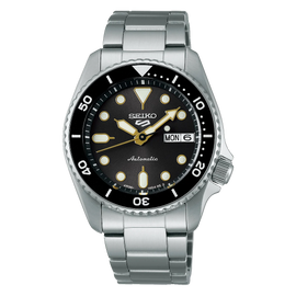 Seiko 5 Sports SKX Street Stonewash Black Dial Silver Steel Strap Watch for Men - SRPL79K1