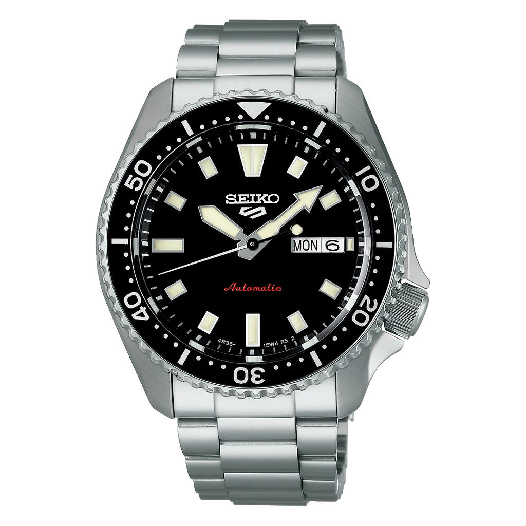 Seiko 5 Sports SKX Automatic Black Dial Silver Steel Strap Watch for Men - SRPL85K1
