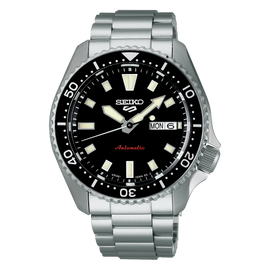 Seiko 5 Sports SKX Automatic Black Dial Silver Steel Strap Watch for Men - SRPL85K1