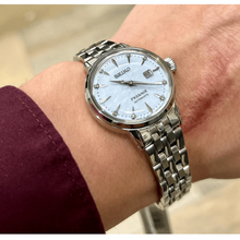 Load image into Gallery viewer, Seiko Presage Cocktail Time Automatic Skydiving Diamonds Blue Dial Silver Steel Strap Watch for Women - SRE007J1