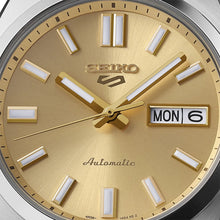 Load image into Gallery viewer, Seiko 5 Sports SNXS Automatic Gold Dial Silver Steel Strap Watch for Men - SRPL59K1