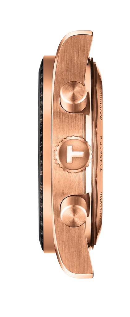 Tissot PRS 516 Chronograph Black Dial Rose Gold Steel Strap Watch for Men - T149.417.33.051.00