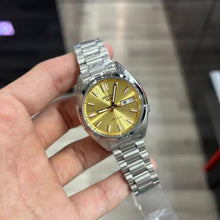 Load image into Gallery viewer, Seiko 5 Sports SNXS Automatic Gold Dial Silver Steel Strap Watch for Men - SRPL59K1