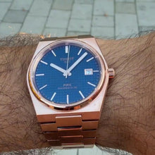 Load image into Gallery viewer, Tissot PRX Powermatic 80 Blue Dial Rose Gold Steel Strap Watch for Men - T137.407.33.041.00