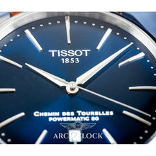 Load image into Gallery viewer, Tissot Chemin des Tourelles Automatic Powermatic 80 Blue Dial Brown Leather Strap Watch for Men - T139.407.16.041.00