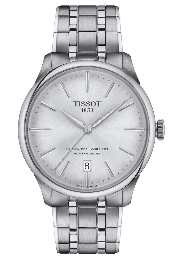 Tissot Chemin Des Tourelles Powermatic 80 Silver Dial Silver Steel Strap Watch for Men - T139.407.11.038.00