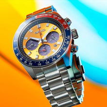 Load image into Gallery viewer, Seiko Prospex Solar Chronograph 1969 Re-interpretation Orange Dial Silver Steel Strap Watch for Men - SSC947