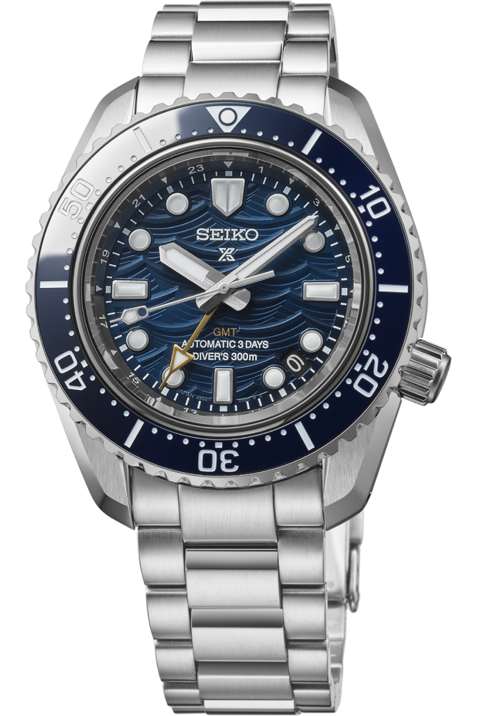 Seiko Prospex 1968 Heritage Divers GMT The Great Wave Limited Edition Blue Dial Silver Steel Strap Watch for Men - SPB509J1