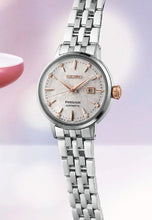 Load image into Gallery viewer, Seiko Presage Cocktail Time Skydiving Automatic Diamonds Mother of Pearl Dial Silver Steel Strap Watch for Women - SRE009J1