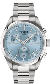 Tissot PR 100 Chronograph Light Blue Dial Silver Steel Strap Watch for Men - T150.417.11.351.00