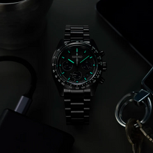 Load image into Gallery viewer, Seiko Prospex Speedtimer The Black Series Limited Edition Black Dial Black Steel Strap Watch for Men - SSC917