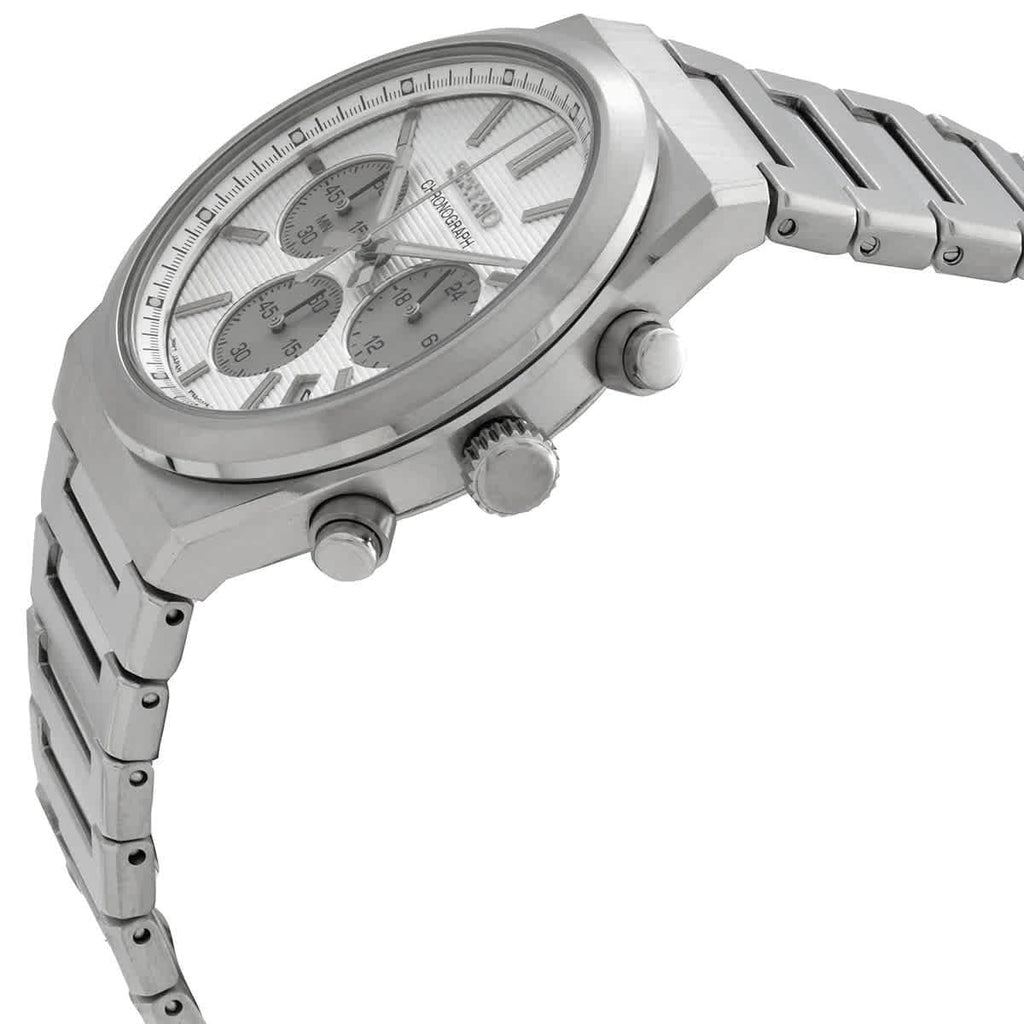 Seiko Conceptual Chronograph White Dial Silver Steel Strap Watch for Men - SSB451P1