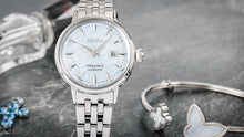 Load image into Gallery viewer, Seiko Presage Cocktail Time Automatic Skydiving Diamonds Blue Dial Silver Steel Strap Watch for Women - SRE007J1