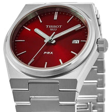 Load image into Gallery viewer, Tissot PRX Quartz Red Dial Silver Steel Strap Watch for Men - T137.410.11.421.00