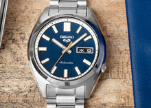 Load image into Gallery viewer, Seiko 5 Sports SNXS Automatic Blue Dial Silver Steel Strap Watch for Men - SRPK87K1