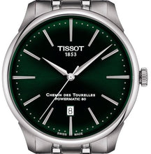 Load image into Gallery viewer, Tissot Chemin des Tourelles Powermatic 80 Green Dial Silver Steel Strap Watch for Men - T139.407.11.091.00