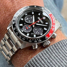 Load image into Gallery viewer, Seiko Prospex Speedtimer Solar Chronograph Black Dial Silver Steel Strap Watch for Men - SSC915