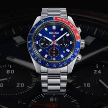 Load image into Gallery viewer, Seiko Prospex Speedtimer Solar Chronograph Blue Dial Silver Steel Strap Watch for Men - SSC913