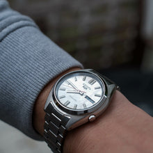 Load image into Gallery viewer, Seiko 5 Sports SNXS Series Automatic Beige Dial Silver Steel Strap Watch for Men - SRPK91K1