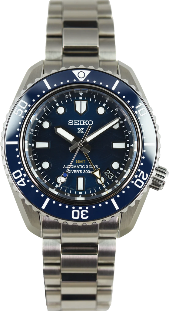 Seiko Prospex 1968 Heritage Divers GMT The Great Wave Limited Edition Blue Dial Silver Steel Strap Watch for Men - SPB509J1