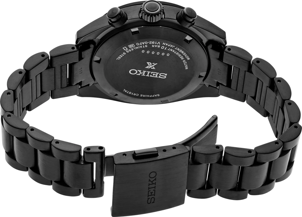 Seiko Prospex Speedtimer The Black Series Limited Edition Black Dial Black Steel Strap Watch for Men - SSC917