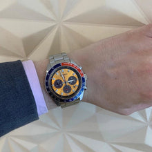 Load image into Gallery viewer, Seiko Prospex Solar Chronograph 1969 Re-interpretation Orange Dial Silver Steel Strap Watch for Men - SSC947